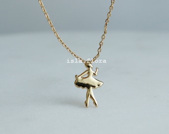 18K Gold Dipped Ballerina Pendant Necklace - Graceful and Elegant, Chic, Timeless, Fine Delicate, Minimalist Jewelry, Bridesmaid Gift