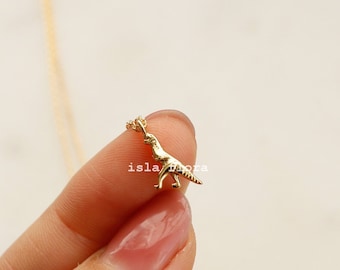 T-Rex Necklace, Tiny Dino, Dainty Tyrannosaurus, Silver Trex, Gold Dip Realistic, Minimalist Jewelry, Layering, Bridesmaid Gift for Her