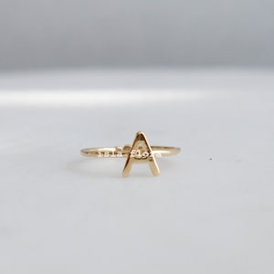 Letter A Initial Ring, Dainty Solid Letter, Personal, Mini Alphabet, Fine Detailed, Adjustable Size, Fashion, Minimalist, Bestie Gift