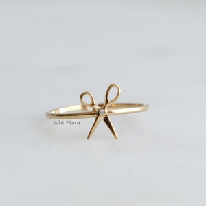 18k Gold Dipped Scissor Ring - Hair Stylists Designers, Timeless, Stackable, Detailed, One Size, Fashion Ring, Minimalist, Delicate Gift