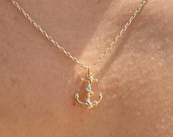 Dainty Anchor Necklace, Mini Wrapped Anchor Charm, Sailboat Nautical, Coaster, Fishing Sea Ocean, Minimalist Jewelry, Bridesmaid Her Gift