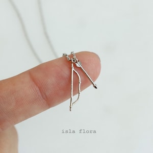 Tiny Bow & Arrow Necklace, Gold, Silver Romantic Cupid Arrow Charms, Dainty Delicate Minimalist Jewelry, bridesmaid Archery, Her Gift
