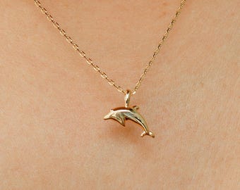 Dainty Simple Dolphin Pendant Necklace, Sensual, Playful Whale Ocean Marine Jewelry, Sea Lover, Minimalist Jewelry, Layering Bestie Gift