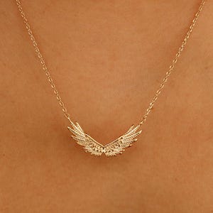 Himmlische Schutzengel Flügel Halskette, schlicht Gold, Baby Flügel, zierlich minimalist, Silber Flügel, Boho Schmuck, bestes Brautjungfer Geschenk Sie