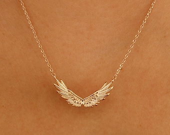 Hemelse beschermengel vleugels ketting, eenvoudig goud, babyvleugels, sierlijk minimalistisch, zilveren vleugel, boho-sieraden, beste bruidsmeisje cadeau haar