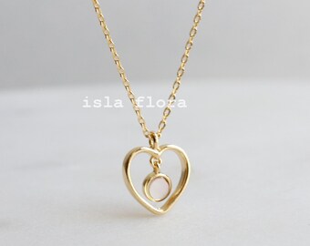 Dainty Gold Mother of Pearl White Shell Swing Heart Pendant Necklace, Ocean-Inspired, Delicate, Minimalist Jewelry, bridesmaid Gift Her