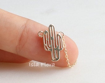 Dainty Cute Cactus Charm Pendant Necklace, Gold Plated, Minimalist, Summer Festive, Boho Jewelry, Desert, Bridesmaid Her Gift