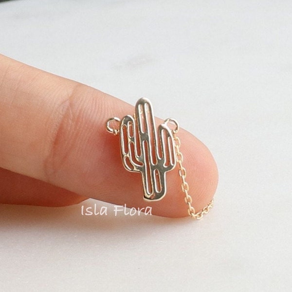 18k Gold Dipped Cactus Pendant Necklace,  Plated Chain, Dainty Minimalist, bridesmaid Necklace, Boho Jewelry, Desert Vibes Bridesmaid Gift