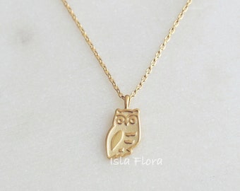 18k Gold Dipped Dainty Owl Pendant Necklace , Plated Chain, Dainty Minimalist, bridesmaid Boho Jewelry, Bridesmaid Gift