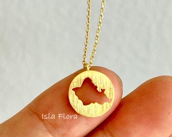 Oahu Island Coin Pendant Necklace, Island Paradise Keepsake, Minimal Vacation Jewelry, Destination Wedding, bridesmaid Gift