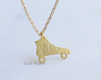Dainty Roller Skate Necklace, Gold Club Skate, Nostalgic Charm, Simple Minimalist, Roller Derby Skaters, Boho Jewelry, Bridesmaid Gift