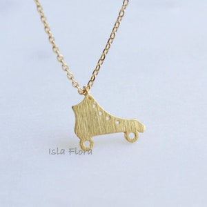 Dainty Roller Skate Necklace, Gold Club Skate, Nostalgic Charm, Simple Minimalist, Roller Derby Skaters, Boho Jewelry, Bridesmaid Gift