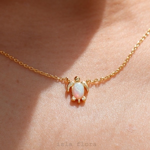 Dainty Opal Shell Sea Turtle Necklace, Realistic Fin, Gold, Silver Plated Nautical Charm, Minimal Jewelry, bridesmaid, Coastal Daughter Gift