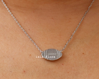 Football Ready! 18K Gold Plated Brushed Silver Pendant Necklace, Minimalist Jewelry, bridesmaid Chain Superbowl Gameday Varsity Gift