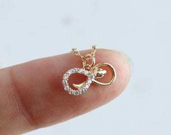 Dainty Snake Infinity Necklace, Unbreakable Charm Cubic Encrusted, Simple Detailed, Gold Jewelry, Bridesmaid, Connection Aesthetic, Her Gift