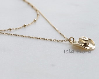 Layered Cowboy Hat Necklace, Gold Cowgirl, Dainty Western Glam, Silver Rodeo Boots Glam, Rustic Country Jewelry, bridesmaid Festival Gift