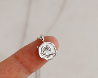 Powerful Water Element Melted Coin look Necklace, Waves Serene and Fluid Statement Piece, Silver, Gold Minimalist Jewelry, Layering Gift