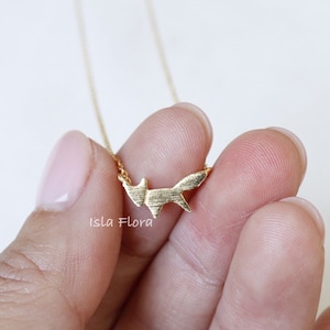Geborstelde eenvoudige Tiny Fox-bedelketting, oorbellen Dainty Fox Wolf Coyote-sieraden, goud, zilver delicaat, minimalistisch, bruidsmeisje, haar cadeau