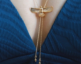 Eagle Bolo Chain Necklace, Fierce Bird, Gold Silver Western, Cowboy Cowgirl, Country, Goddess Energy, Minimal Jewelry bridesmaid Her Gift