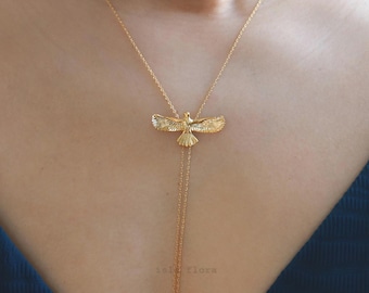 Eagle, Hawk Bolo Chain Necklace, Fierce Bird, Gold Silver Western, Goddess Jewelry, Country, Minimal, bridesmaid Her Gift