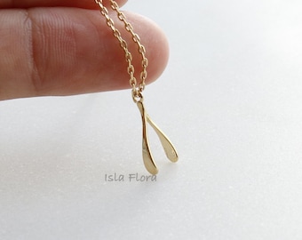 Dainty Mini Wishbone Necklace - Good Luck Charm, Fortune, Tiny Chic, Gold, Silver, Delicate, Minimalist Jewelry, Bridesmaid Gift