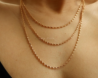 Dainty 3 Layered Spiral Chain Necklace, Gold Plated, Stacking, Layering Clasps, Minimal, Bridesmaid Bestie Her Gift