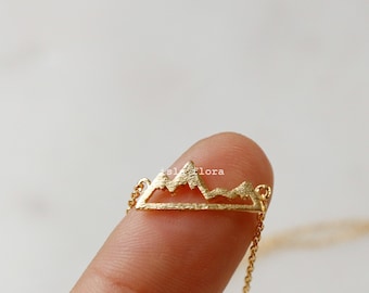 Dainty Gold Mountain Cutout Pendant Necklace, Hiking Mountain Delicate Fine Detail, Minimalist Jewelry, Layering Bridesmaid Graduation Gift