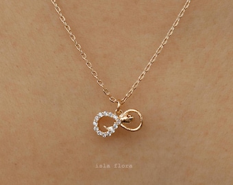 Dainty Snake Infinity Necklace, Unbreakable Charm Cubic Encrusted, Simple Detailed, Gold Jewelry, Bridesmaid, Connection Aesthetic, Her Gift