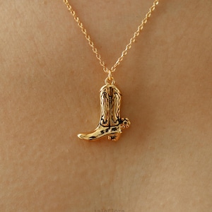 Dainty Boot Necklace, Western Spurred Boots, Cowboy Cowgirl Charm Texan, Dainty Minimal County, Bridesmaid, Her Gift