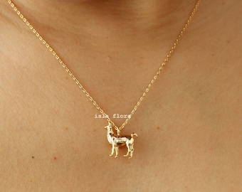 Tiny Llama Alpaca Pendant Necklace, Gold, Silver Plated, Dainty, Realistic, Detail, Minimalist Jewelry, Layering Bestie Vacation Gift