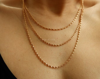 Dainty 3 Layered Spiral Chain Necklace, Gold Plated, Stacking, Layering Clasps, Minimal, Bridesmaid Bestie Her Gift