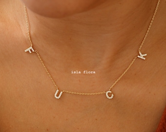 Crystal Paved Initial Fuck Charms Necklace, CZ Letters, Bold Society Gold Dip Dainty Fun, Cosplay, IslaFlora, Minimalist Jewelry, Party Gift