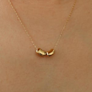 Always Together Bean Charm Necklace, Double, Twin Aesthetic, Simple, Delicate Minimal Jewelry, Layering, Bridesmaid Bestie New Mom Her Gift