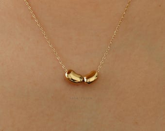 Always Together Bean Charm Necklace, Double, Twin Aesthetic, Simple, Delicate Minimal Jewelry, Layering, Bridesmaid Bestie New Mom Her Gift