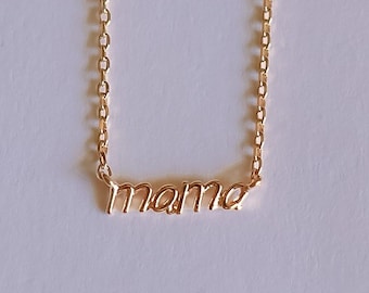 18K Gold Dipped TINY Cursive Mama Necklace with Adjustable Chain, Dainty Minimalist Jewelry, bridesmaid Necklace Mothers Day Mom Gift