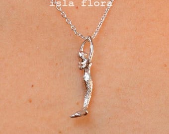 Swimming Mermaid Necklace, Dainty Sea Siren Aesthetic Pendant, Boho Jewelry, Swimmer, Ocean Beach, Bridesmaid Best Friend, Daughter Gift