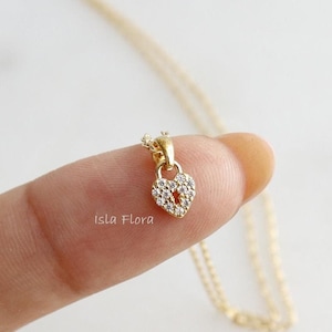 Tiny Heart Lock Necklace, Gold Plated, Dainty Micro Heartlock, Lovelock, Keyhole, Minimalist Jewelry, Bridesmaid Best Friend Gift Her