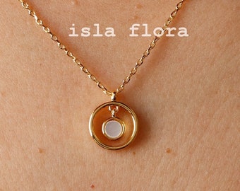 Inner Circle Pendant Necklace, White Shell Dainty Mother of Pearl Ocean-Inspired, Delicate, Minimalist Jewelry, bridesmaid Mom Gift Her
