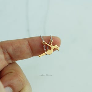 Dainty Girl on Swing Necklace, Two Tone, Play Time Childhood Memories, Nostalgic Gold Minimalist Jewelry, Perfect Gym Teacher, Friend Gift