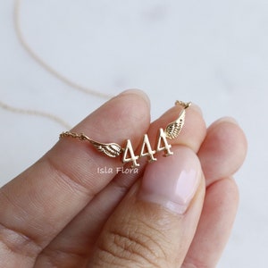Dainty Triple 444 Angel Number Necklace, Gold, Silver Fortune, Divine Protection Angelic, Fine, Delicate, Minimalist Jewelry, Charm Gift