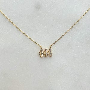 Angelic Blessings 18K Gold Dipped Dainty Pave 444 Angel Number Pendant Necklace, Boho, Delicate, Fine Minimalist Jewelry, bridesmaid Gift