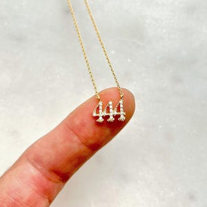 Angelic Blessings 18K Gold Dipped Dainty Pave 444 Angel Number Pendant Necklace, Boho, Delicate, Fine Minimalist Jewelry, bridesmaid Gift A