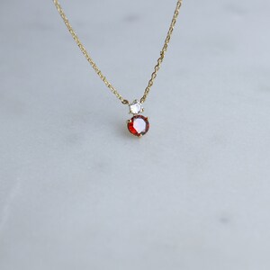 Geburtsstein Halskette Gold - Zirkonia Anhänger Mit Granat & 5cm Verlängerung