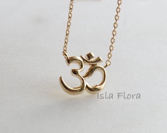 Small Om Chakra Necklace, Aum Spiritual Harmony, Yoga Charm, Gold Delicate Fine Detail,  Minimalist Jewelry,  bridesmaid Gift