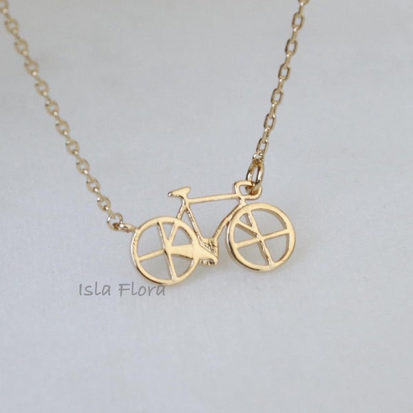 18K Gold Dipped Tiny Bicycle, Bike Necklace, Plated Chain, Dainty Minimalist, Layering Necklace, Jewelry, Cyclist life, Bridesmaid Gift