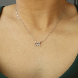 Triple Angel 444 Pendant Crystal Paved 444 Necklace Angelic Blessings, Gold Silver Dainty Triple Angel Number Pendant, Spiritual, Minimalist Jewelry, Her Gift