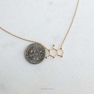 Caffeine Molecule Necklace, The 'Wake Up' Hormone, Gold, Silver, Fine Delicate, Minimalist Jewelry Dainty Necklace Charm Scientist Gift