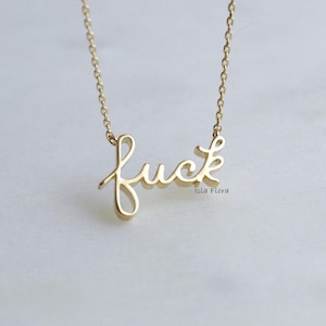Gentle Lowercase Fuck Cursive Script Necklace, Gold Silver, Artistic Society, Fun, Cosplay, Minimalist Jewelry, Party Her Holiday Gift