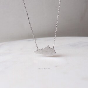 Brushed Kentucky State Pendant Necklace, Bluegrass State Pride, Gold Plated Fine Delicate, Minimalist Jewelry Dainty Necklace Charm Gift