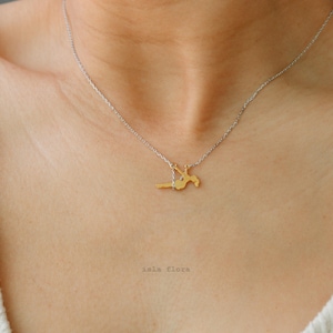 Dainty Girl on Swing Necklace, Two Tone, Play Time Childhood Memories, Nostalgic Gold Minimalist Jewelry, Perfect Gym Teacher, Friend Gift